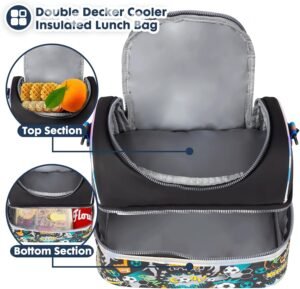 Lunch bag with top and bottom insulated compartments
