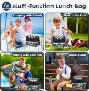 Kids using insulated lunch bag for school, picnic and camping