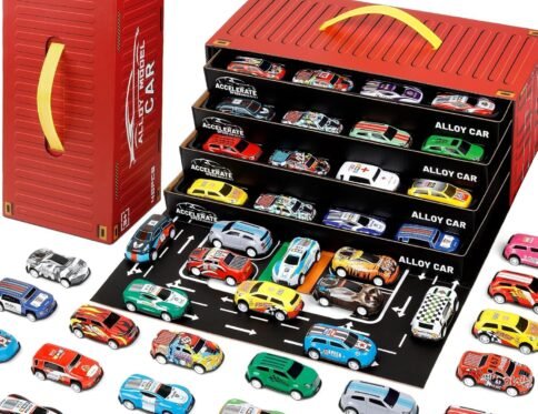 48 pcs alloy pull back car toy set with storage box