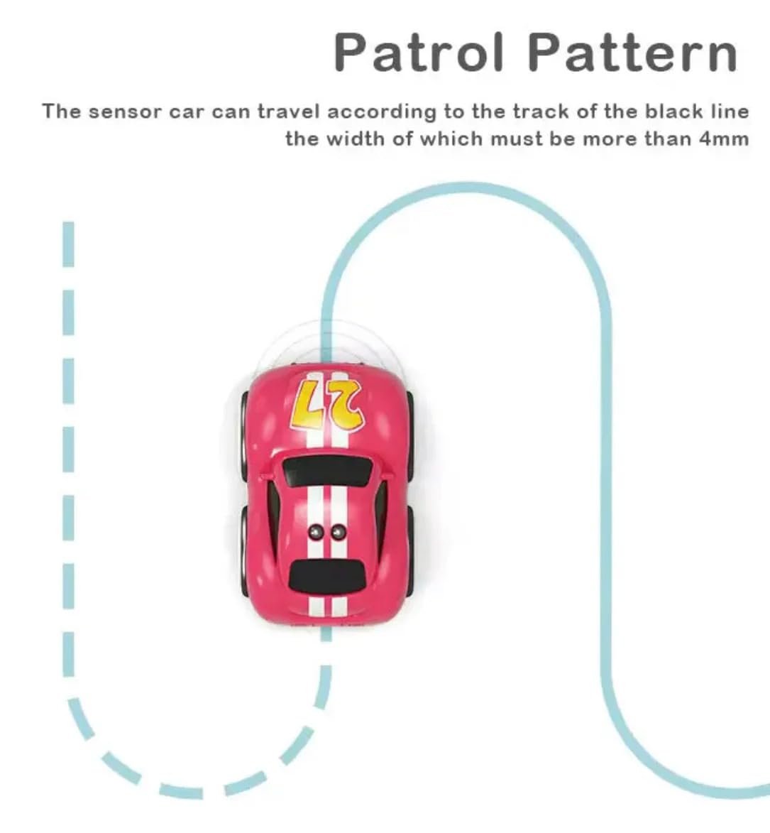 Induction car toy following track line pattern for kids