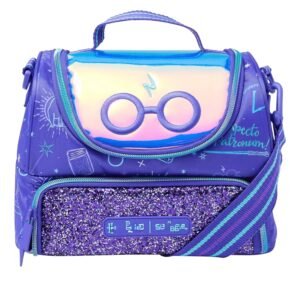 Harry Potter insulated lunch bag for kids with glitter front pocket