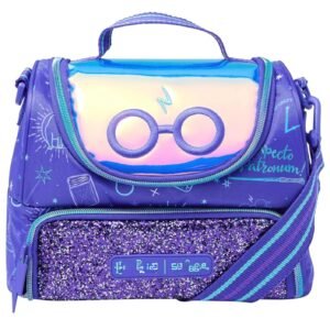 Harry Potter insulated lunch bag for kids with glitter front pocket