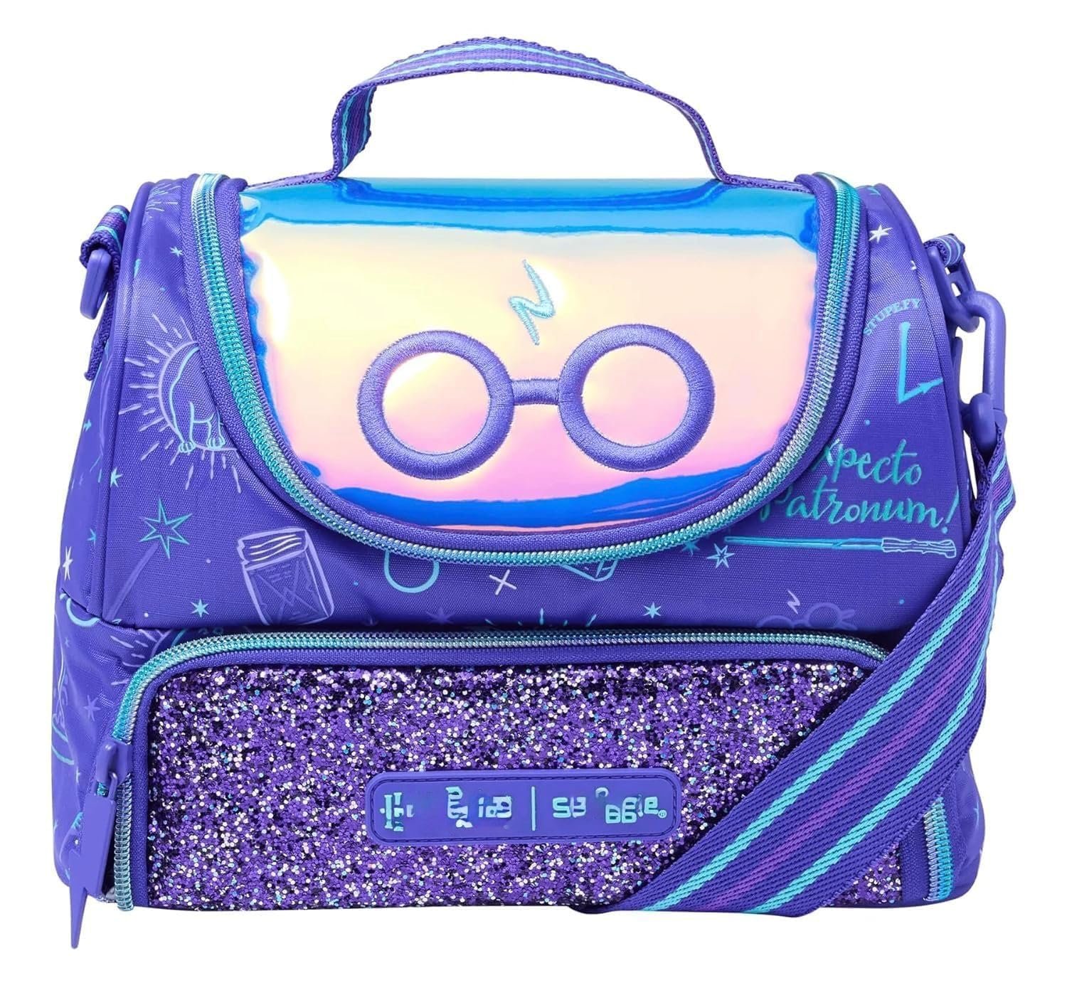 Harry Potter insulated lunch bag for kids with glitter front pocket